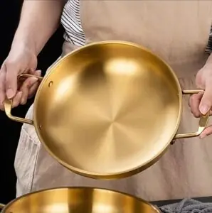 Gold stainless steel pan