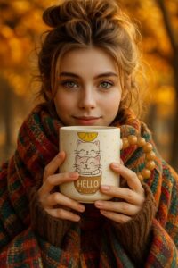 Porcelain cat mug مج قطه بورسلين