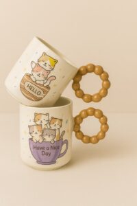 Porcelain cat mug مج قطه بورسلين