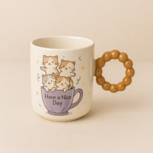 Porcelain cat mug مج قطه بورسلين