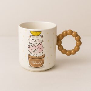 Porcelain cat mug مج قطه بورسلين