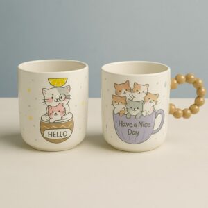 Porcelain cat mug