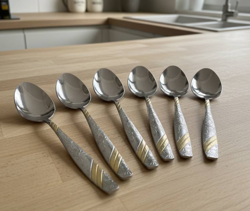 طقم معالق شوك مدهب